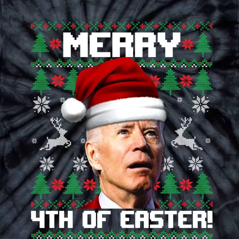 Santa Joe Biden Merry 4th Of Easter Ugly Christmas Sweater Tie-Dye T-Shirt