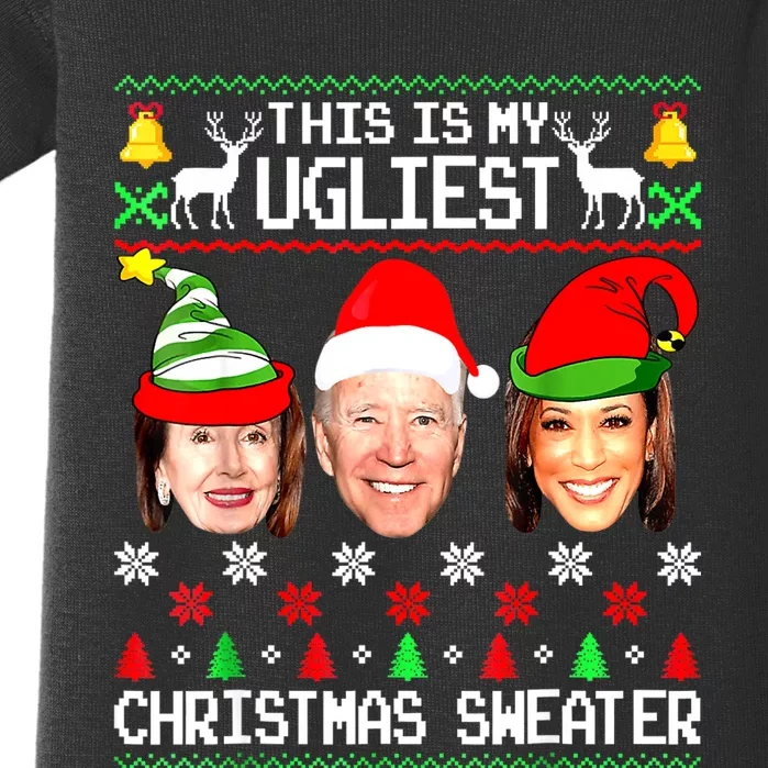 Santa Joe Biden This Is My Ugliest Christmas Sweater Ugly Baby Bodysuit