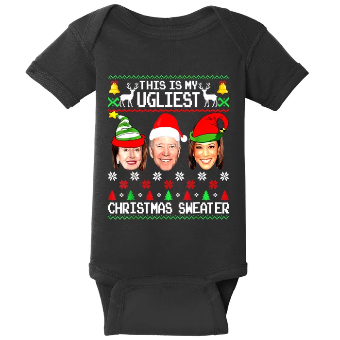 Santa Joe Biden This Is My Ugliest Christmas Sweater Ugly Baby Bodysuit