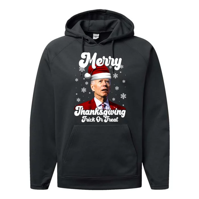 Santa Joe Biden Christmas Merry Thanksgiving Trick Or Treat Performance Fleece Hoodie