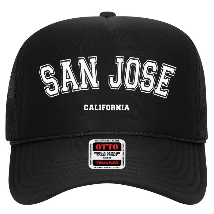 San Jose California High Crown Mesh Trucker Hat