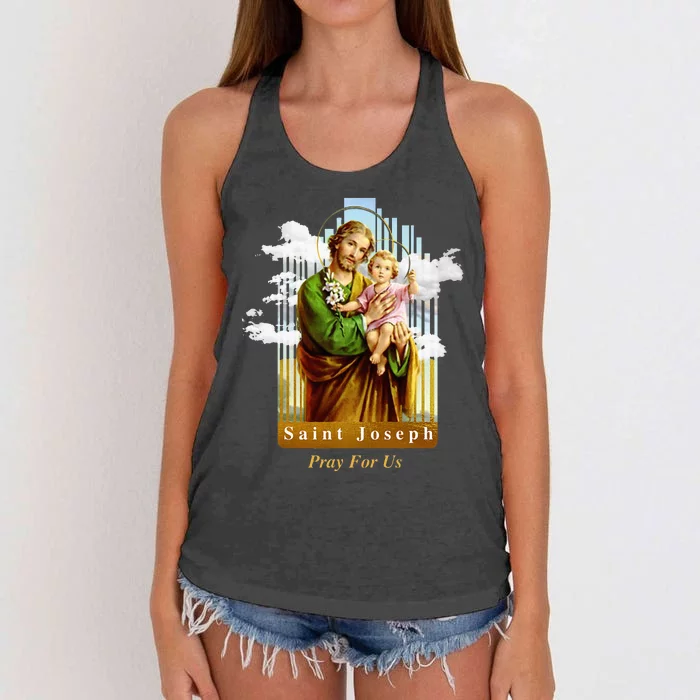 Saint Joseph Catholic Church St. Joseph With Infant Jesus Women's Knotted Racerback Tank