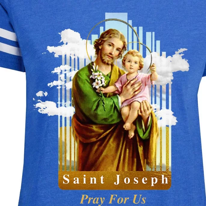 Saint Joseph Catholic Church St. Joseph With Infant Jesus Enza Ladies Jersey Football T-Shirt