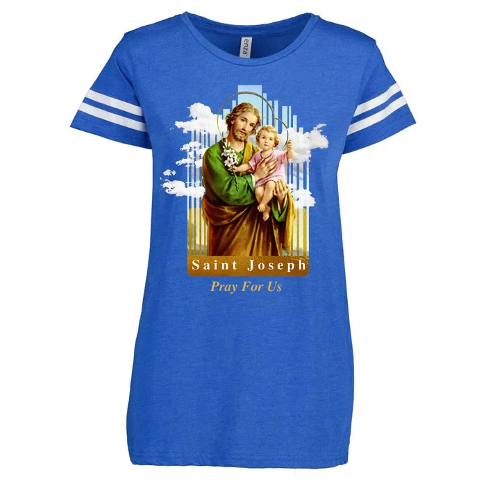 Saint Joseph Catholic Church St. Joseph With Infant Jesus Enza Ladies Jersey Football T-Shirt