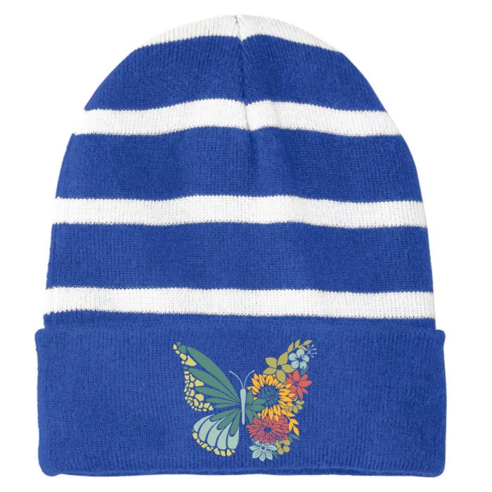 Sunflower Jesus Cross Faith Hope Love Butterfly Christian Cool Gift Striped Beanie with Solid Band