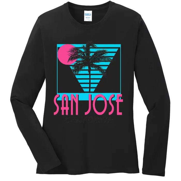 San Jose California Retro Ca Cool Ladies Long Sleeve Shirt