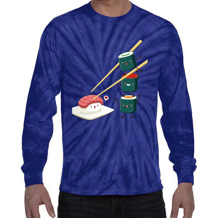 Sushi Japanese Cuisine, Sushi Emoji Tie-Dye Long Sleeve Shirt