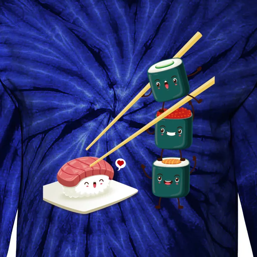 Sushi Japanese Cuisine, Sushi Emoji Tie-Dye Long Sleeve Shirt