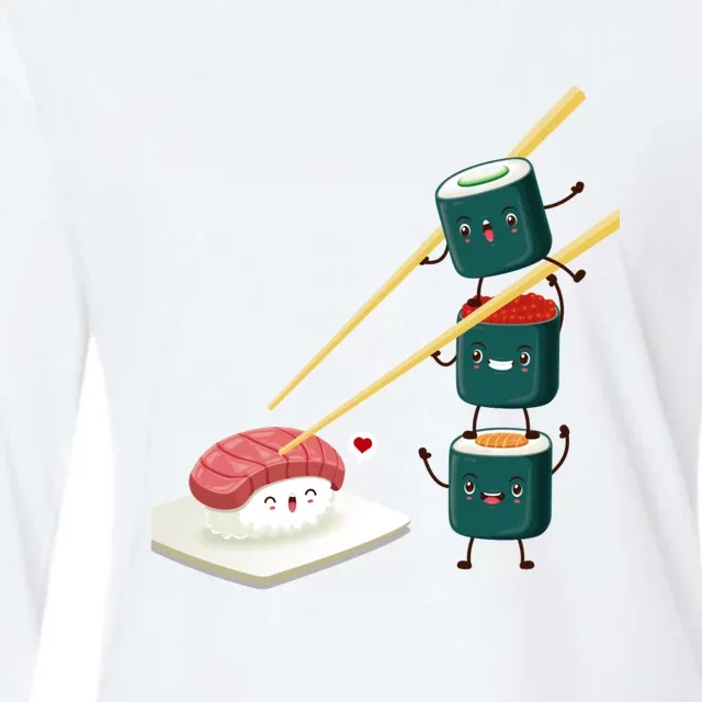 Sushi Japanese Cuisine, Sushi Emoji Womens Cotton Relaxed Long Sleeve T-Shirt