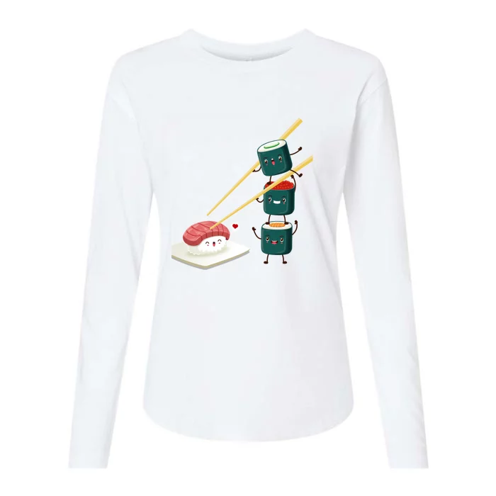 Sushi Japanese Cuisine, Sushi Emoji Womens Cotton Relaxed Long Sleeve T-Shirt