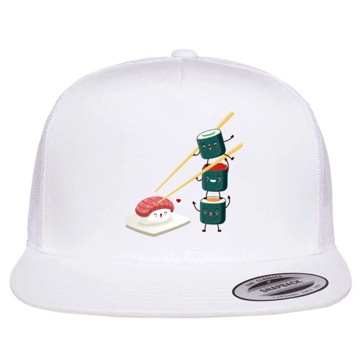 Sushi Japanese Cuisine, Sushi Emoji Flat Bill Trucker Hat