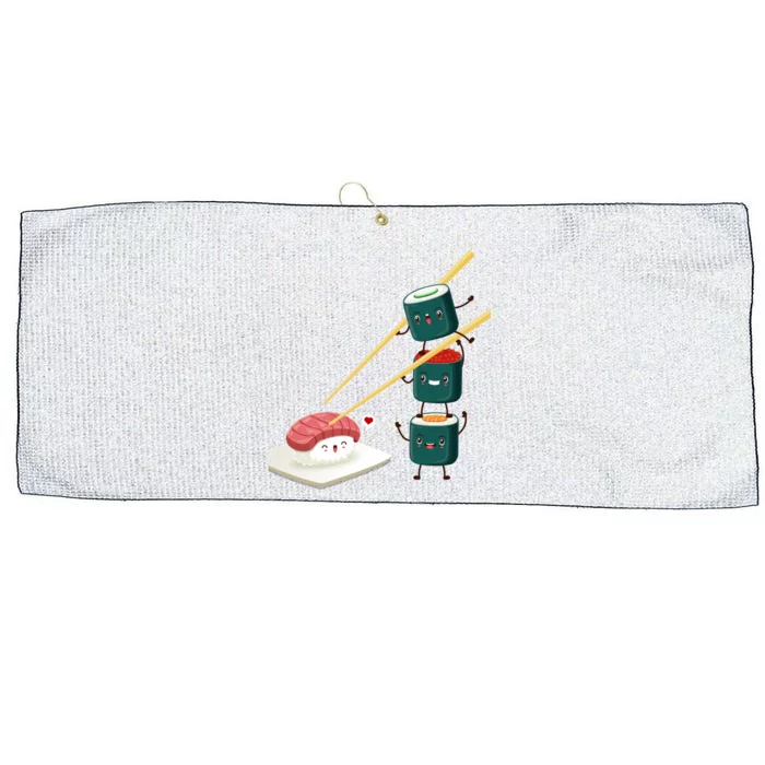 Sushi Japanese Cuisine, Sushi Emoji Large Microfiber Waffle Golf Towel