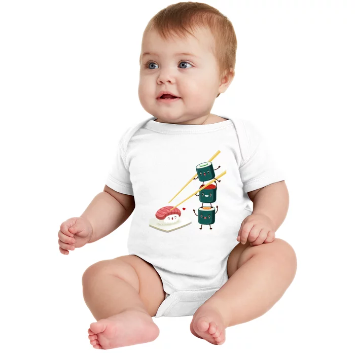 Sushi Japanese Cuisine, Sushi Emoji Baby Bodysuit