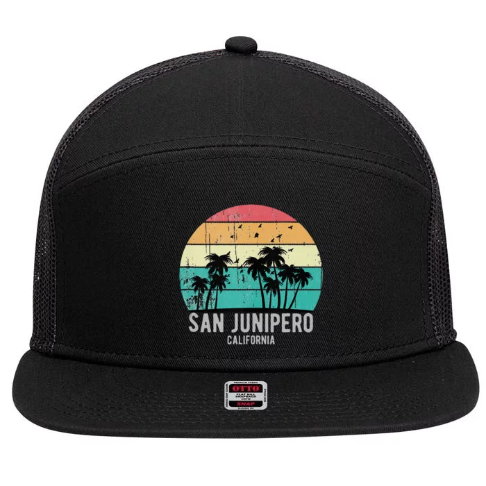 San Junipero California Beach Retro Vacation Souvenir 7 Panel Mesh Trucker Snapback Hat