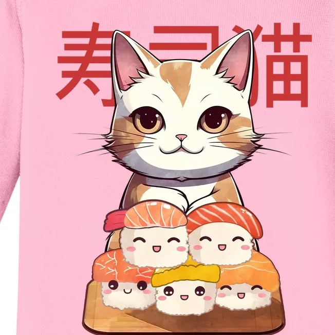 Sushi Japanese Cat Cute Gift Baby Long Sleeve Bodysuit