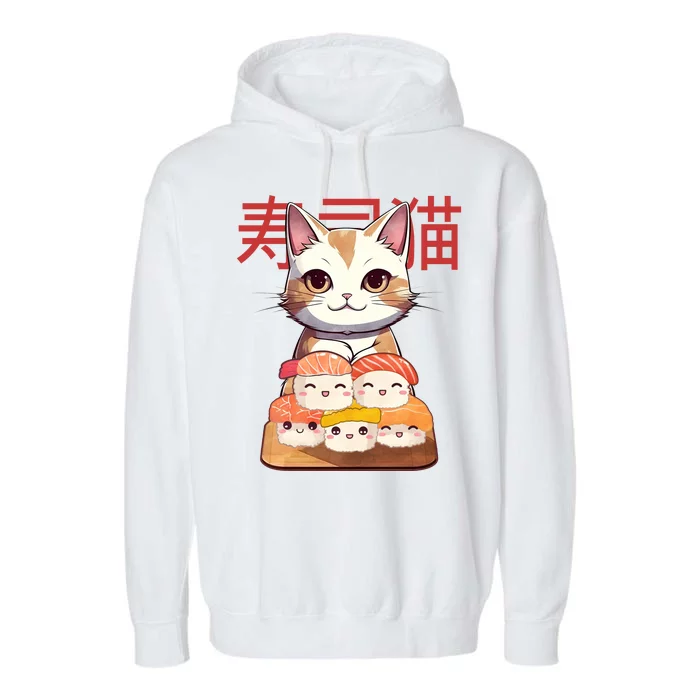 Sushi Japanese Cat Cute Gift Garment-Dyed Fleece Hoodie