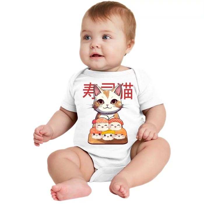 Sushi Japanese Cat Cute Gift Baby Bodysuit