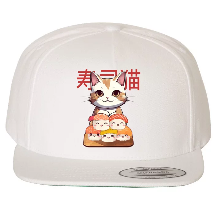 Sushi Japanese Cat Cute Gift Wool Snapback Cap