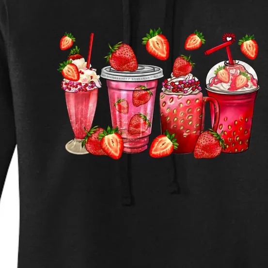 Strawberry Juice Coffee Cups Strawberry Festival Fruit Lover Women's Pullover Hoodie