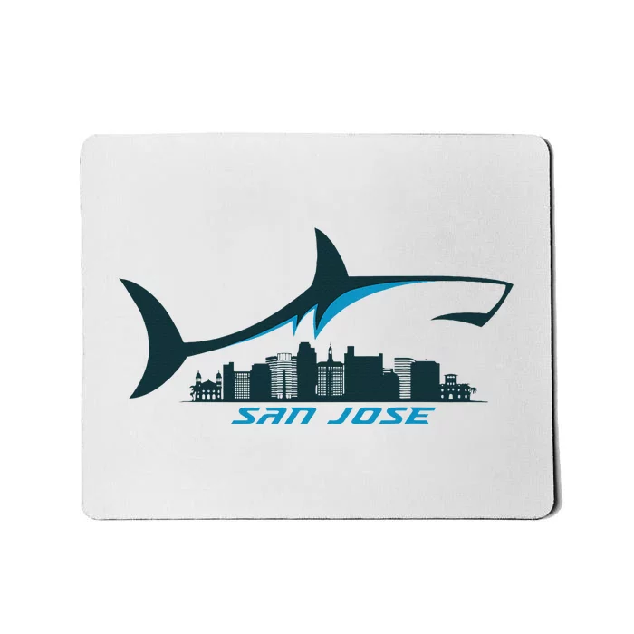 San Jose City Skyline With Shark Above Shark City Sj Mousepad