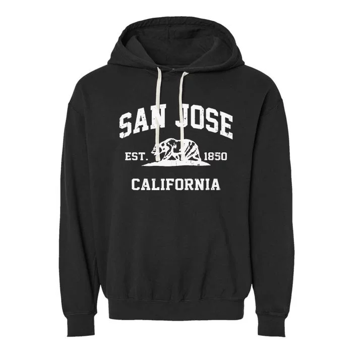 San Jose California CA Vintage State Athletic Style Garment-Dyed Fleece Hoodie