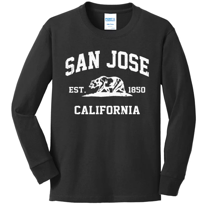 San Jose California CA Vintage State Athletic Style Kids Long Sleeve Shirt