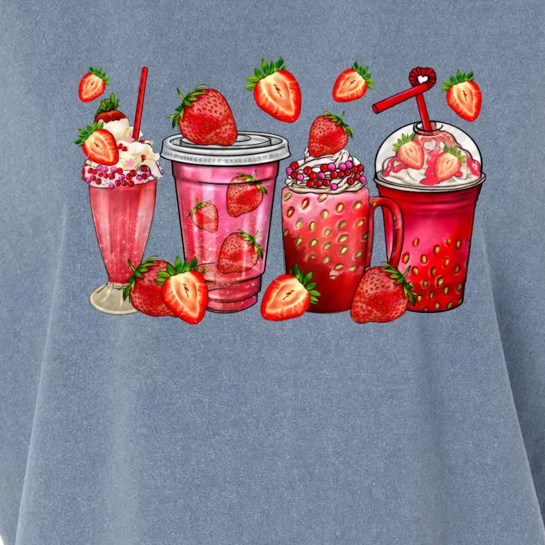 Strawberry Juice Coffee Cups Strawberry Festival Fruit Lover Garment-Dyed Women's Muscle Tee