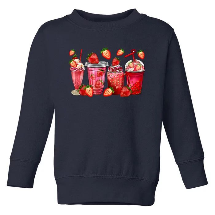 Strawberry Juice Coffee Cups Strawberry Festival Fruit Lover Toddler Sweatshirt