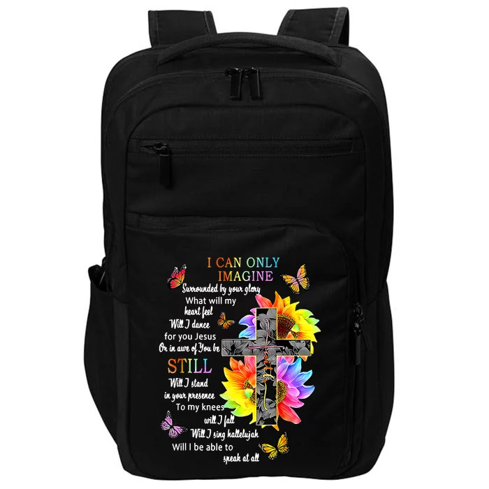 Sunflower Jesus Cross Butterfly I Can Imagine Christian Impact Tech Backpack