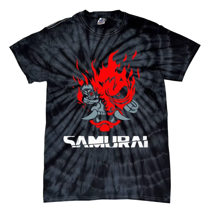 Samurai Japanese Demon Mask Edge Cyber Runners Punk Tie-Dye T-Shirt