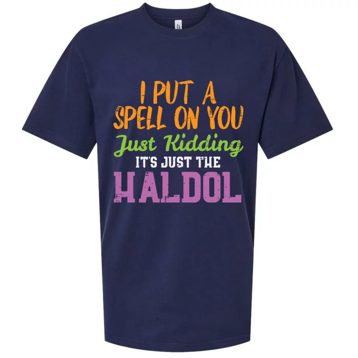 Spell Just Ding Haldol Funny Nurse Halloween Rn Icu Gift Sueded Cloud Jersey T-Shirt