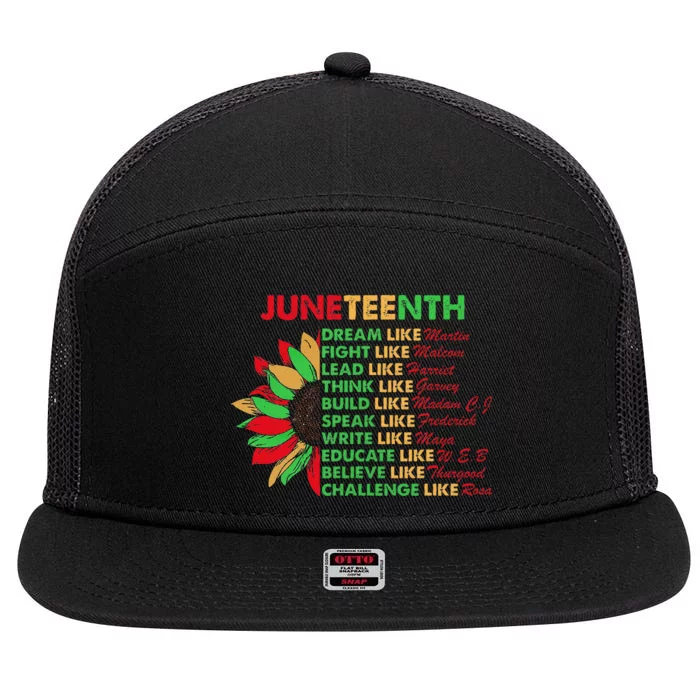 Sunflower Juneteenth Dream Like Leaders Black 7 Panel Mesh Trucker Snapback Hat