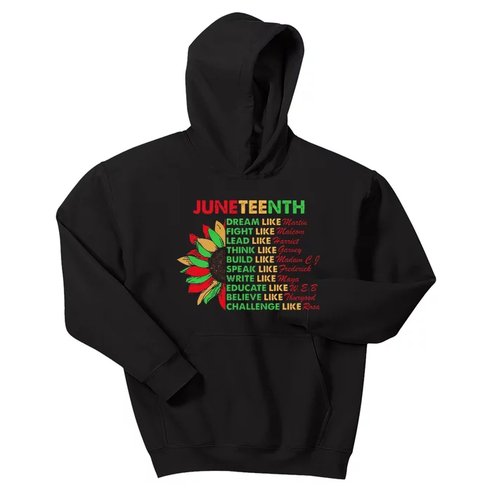 Sunflower Juneteenth Dream Like Leaders Black Kids Hoodie