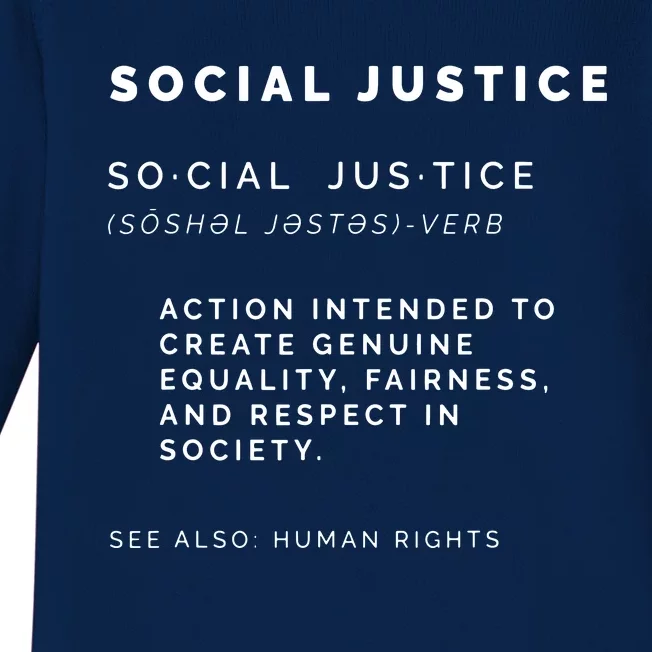 Social Justice Definition SJW, Liberal, Civil Rights Baby Long Sleeve Bodysuit