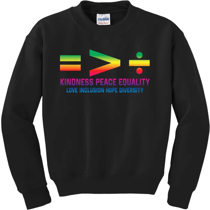 Social Justice Equality Greater Than Division Kids Sweatshirt