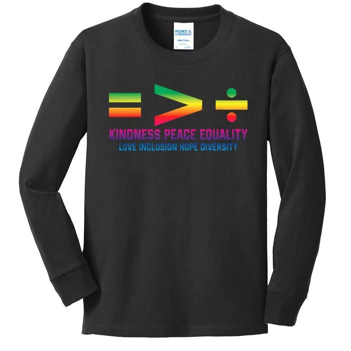 Social Justice Equality Greater Than Division Kids Long Sleeve Shirt