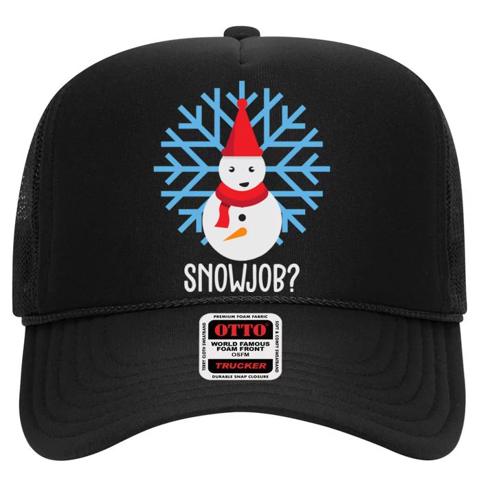 Snow Job Funny Snowman High Crown Mesh Trucker Hat