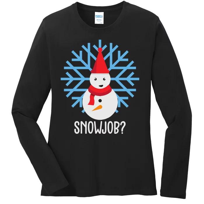 Snow Job Funny Snowman Ladies Long Sleeve Shirt