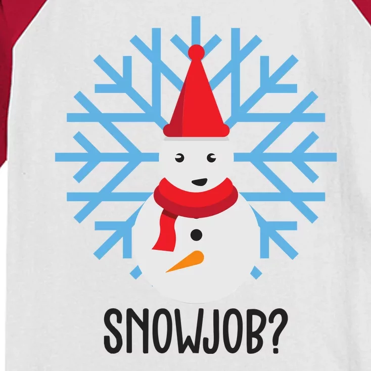 Snow Job Funny Snowman Kids Colorblock Raglan Jersey