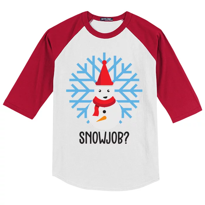 Snow Job Funny Snowman Kids Colorblock Raglan Jersey