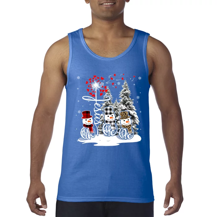 Snow Jesus Faith Hope Love Christian Xmas Heart Cross Gift Tank Top