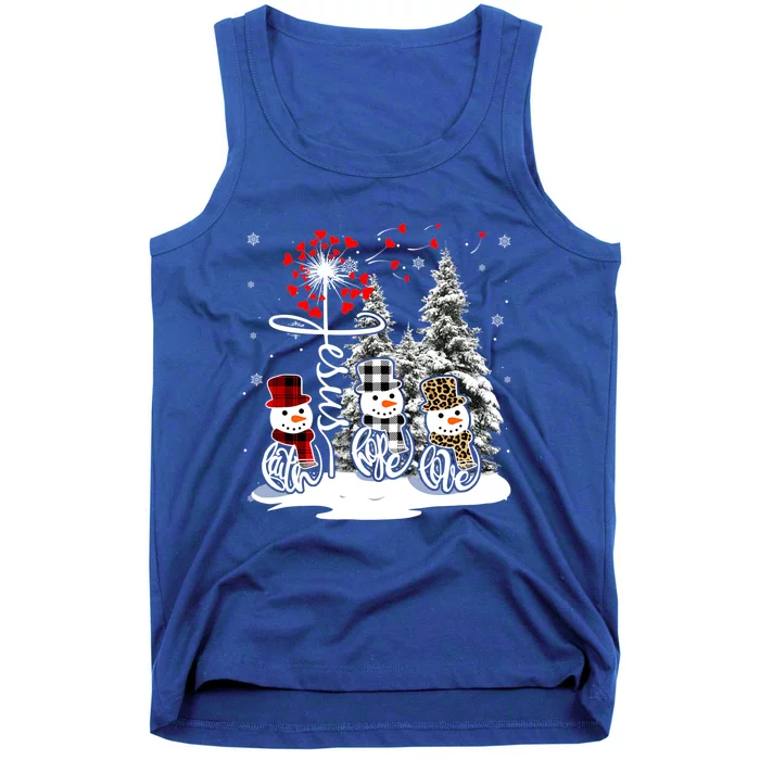 Snow Jesus Faith Hope Love Christian Xmas Heart Cross Gift Tank Top