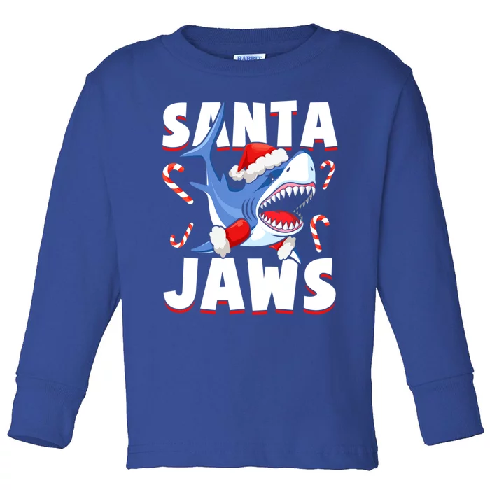 Santa Jaws Funny Christmas Shark Gift Toddler Long Sleeve Shirt