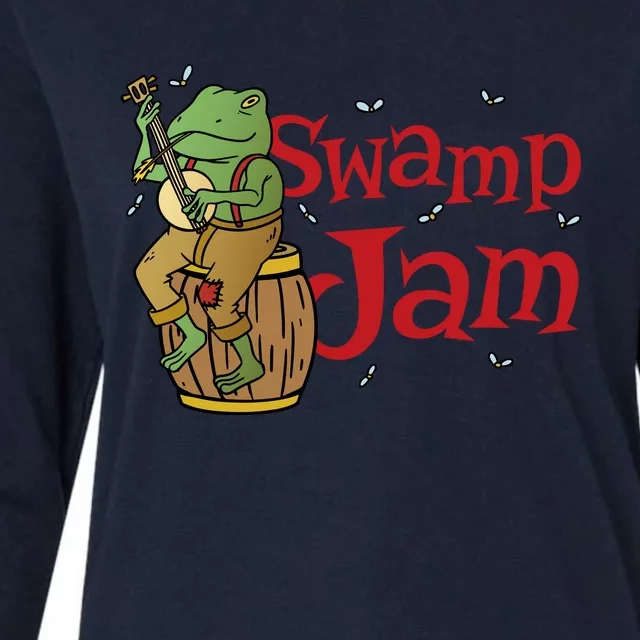 Swamp Jam Gator Musician Womens Cotton Relaxed Long Sleeve T-Shirt