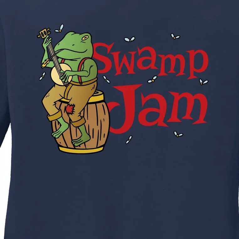 Swamp Jam Gator Musician Ladies Long Sleeve Shirt