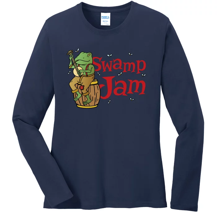 Swamp Jam Gator Musician Ladies Long Sleeve Shirt