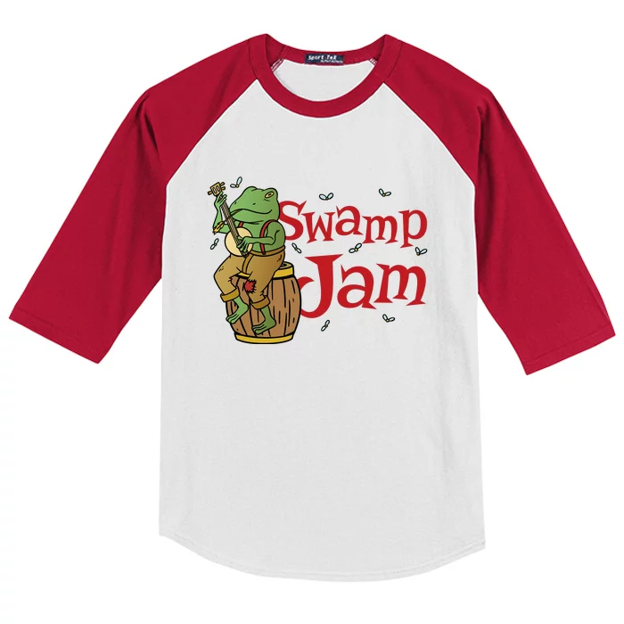 Swamp Jam Gator Musician Kids Colorblock Raglan Jersey