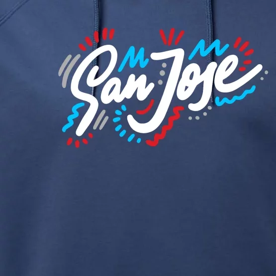 San Jose Hand Drawn Logo Performance Fleece Hoodie