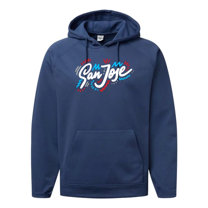 San Jose Hand Drawn Logo Performance Fleece Hoodie