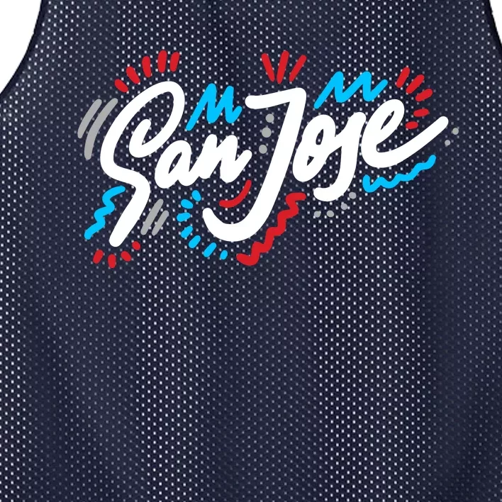 San Jose Hand Drawn Logo Mesh Reversible Basketball Jersey Tank